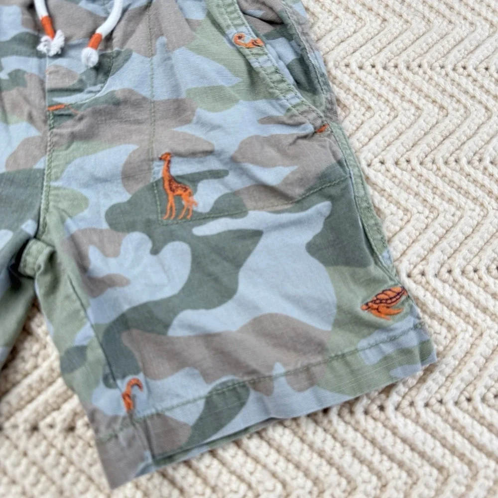 Boden Dinosaur Camo Shorts‎ Size 4T Drawstring Waist Pockets Casual Grunge
